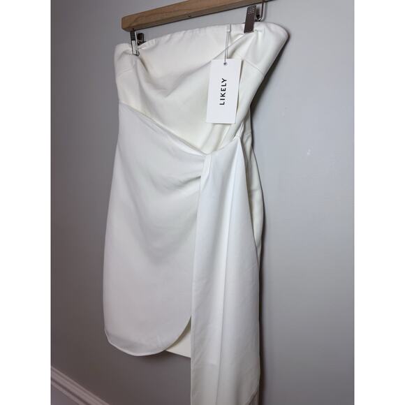 Likely Womens White Solid Lexie Strapless Bodycon Sash Mini Dress Size 6 $275 - Picture 2 of 13
